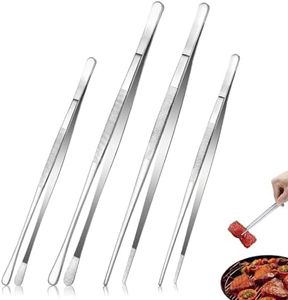 4 PCS Cooking Tweezers, Proxima Direct 12'' and 10'' Stainless Steel Kitchen Fine Tweezer Tongs Food Tweezers Set Professional Long Tweezer for Sea food BBQ Medical Beauty Repairing Pet Feeding