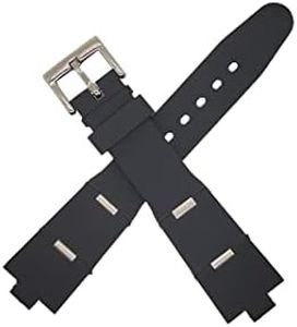 Hooxue Black Silicone 22mm/24mm Rubber Watch Band Lug Width 8mm with Stainless Steel Buckle Compatible with Diagono series (22mm Silver Buckle)