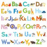 DECOWALL DW-1608S Colorful Animal Alphabet ABC Kids Wall Stickers Peel and Stick Decals Removable Nursery Bedroom Living Room Art Murals