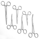 6 PCS Set, 6 Pieces, Forceps Straight + Curved hemostat Sizes: 8", 6.25" and 5"