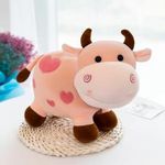 Tinytotem Milky Moo Cow Plush Soft Toy Stuffed Cartoon Pet Kawai Animal Plushie Cattle Toys Doll Birthday Gifts for Friends Kids Girls Decorative Toy Pink 28cm