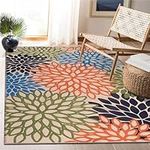 Collive Indoor Outdoor Floral Area Rug 3x5ft, Tropical Machine Washable Area Rug, Non-Shedding Reversible Carpet for Living Room, Bedroom, Patio Clearance, Deck, Front Porch