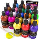 Nicpro Metallic Acrylic Paint Set (8.45 oz, 250 ml), 20 Colors Large Acrylic Paint Bulk, Non Toxic Art Painting Supplies for Multi Surface Canvas Rock Wood Leather Stone Metal with Color Wheel