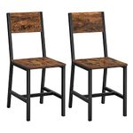 VASAGLE Dining Chair Set of 2, Steel Frame, Industrial, for Dining Room, Living Room, Kitchen, Rustic Brown and Ink Black LDC092B01V1