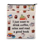 Coffee Book Sleeve for Book Lovers Coffee Lovers Gifts Book Sleeve Cover with Zipper Book Protector Sleeve Book Readers Gifts (Coffee Book Sleeve)