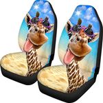 Showudesigns Car Seat Covers Front Seats Only Giraffe Print Bucket Seat Covers for Cars Trucks Sedan Dirty-Proof Bucket Cover 2piece Set Easy Wrap