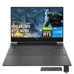 HP Victus 15.6″ FHD 144Hz Gaming Laptop, Intel i5-13420H, NVIDIA GeForce RTX 4050, 16GB RAM, 1TB SSD, Backlit Keyboard, HD Webcam, Wi-Fi 6, Windows 11 Home, Mica Silver, 1TB Docking Station Set