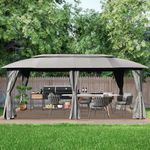 Domi Gazebo 10x20FT, Outdoor Gazebo with Double Roofs, Privacy Curtains, Mosquito Nettings, Heavy Duty Metal Frame Party Tent Canopy for Patio, Backyard, Deck, Lawn, Grey