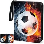 YANGUN Football Card Binder for 400 Cards, 4 Pockets Football Card Holder, Pockets Football Card Binder with Zipper and Handle Strap, Football Card Holder Album for Baseball Cards, Sports Star Cards