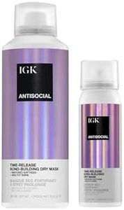 IGK ANTISOCIAL Bond-Building Dry Hair Mask Travel Bundle | Repair + Soften + Shine | Vegan + Cruelty Free | (5 Oz + 1.7 Oz)