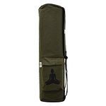 WishKraft Canvas Yoga Mat Bag | Full Easy Access Zip Cover, Multi Functional Storage Pockets & Adjustable Shoulder Strap (Olive Green)