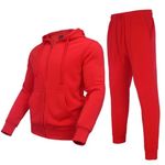 Zusmen Tracksuit Mens, Casual Long Sleeve Full-Zip Running Sweatsuit Sets, Track Jackets and Pants 2 Piece Outfit, Warm Jogging Sweat Suits for Men Red XL