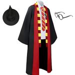 Magic Robe Magician Cloak Costume Set Kids Black Wizard Robes for Men Women Wizard School Halloween Cosplay