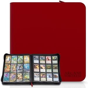 Arcane Fortress Premium MTG Binder: 12 Pocket Card Binder with Zipper - Holds 480 TCG Cards - Side-Loading Leather Trading Card Collection Binder & Album for Magic, TCG, and CCG Card Storage