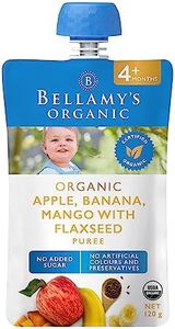 Bellamy's Organic Apple, Banana, Mango with Flaxseed Puree for 4+ Months Babies, 120 g (Pack of 6)