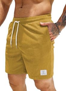 JMIERR Men's Shorts Corduroy Textured Casual Lightweight Drawstring Basketball Shorts Sports Wear US 40 (XX-Large) Ginger