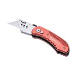 Amazon Basics Durable Folding Utility Knife with Aluminum Body, Red