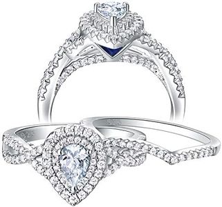 Newshe Jewellery Wedding Rings for Women Engagement Ring Sets AAAAA Cz 925 Sterling Silver 1.7Ct Pear Teardrop Size 7