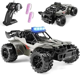 Remote Control Car 2.4GHz Remote Control Truck Metal Shell High Speed 20 KM/H Monster RC Truck Off Road with LED Headlight RC Car Two Rechargeable Batteries 50+min Gifts for Kids 6-12