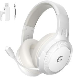 COOLV Wireless Gaming Headset for PS5/PS4,PC, 2.4GHz&Bluetooth 5.3 Gaming Headphones with Noise Canceling Mic, 20ms Low-Latency, 50+Hr Battery, Type-C- White
