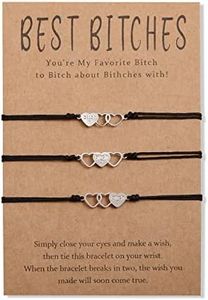 CheersLife 3 Pezzi Best Bitches Bracciali Per Il Migliore Amico Desiderare Band Braccialetto Intrecciato ortunato Cuore Vuoto Per Le Donne Bracciale Sorella Amicizia