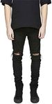 HUNGSON Men's Slim Fit Stretch Jeans Ripped Skinny Jeans for Men, Distressed Straight Leg Fashion Comfort Flex Waist Pants, Black, 30