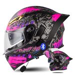 Bluetooth Modular Motorcycle Helmet with Tail ECE Approved Flip Up Front Helmets Dual Visors Full Face Integrated Helmet with Dual Speaker Microphone for Adults Men Women 55-64CM