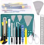 Glarks 47Pcs Gundam Model Tools Kit Model Basic Tools Craft Set Including Utility Knife, Cutting Mat, Tweezer, Files for Cars/Airplanes/Buildings/Gundam/Robots Models Building Repairing and Fixing