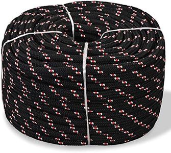 vidaXL Black Polypropylene Marine Rope - Ideal for Sailing, Boating, Yachting - Tough, Durable, Floats, Wear & Weather Resistant - 10mm x 50m