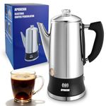 APOXCON Electric Coffee Percolator, Stainless Steel Pot with Heat-Resistant Glass Knob & Cordless Serving, Modern Coffee Maker (12 cups)