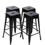 FDW Metal Stools Bar Stools 24" 30" Counter Height Stackable Barstools Indoor Outdoor Patio Furniture Dining Backless Kitchen Bar Stools Set of 4 (Black, 30")