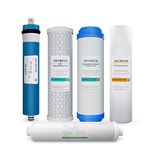 Max Water Replacement Filter Set for Standard 5 Stage Reverse Osmosis Water filter System 50 GPD RO Membrane Filters - 6 Month - 10 inch Standard Size Water Filters Sediment, GAC, CTO, RO Membrane