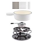 Swissmar Lugano 9-Piece Cast Iron Cheese Fondue Set (Matte White)