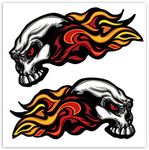 SkinoEu® 2 x Vinyl Self-Adhesive Stickers Flame Skull Laptop iPad Car Window Auto Moto Motorcycle Helmet Bike Skate Truck Racing Tuning B 35