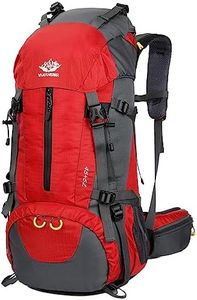 Esup Hiking Backpack, 50L Multipurpose Mountaineering Backpack with rain Cover 45l+5l Travel Camping Backpack, Suitable for Climbing Skiing Outdoor Sport, (Red-50L)