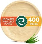 ECO SOUL Compostable 8 Inch Palm Leaf Round Plates (400 Count) Like Bamboo Plates | Biodegradable | Eco-Friendly, Microwave & Oven Safe