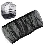 Kettion Bird Cage Seed Catcher, Catcher Guard Net Cover, Adjustable Birdcage Cover Nylon Mesh Soft Airy Stretchy Skirt for Parrot Round Square Cages (M: 116-170cm, Black)