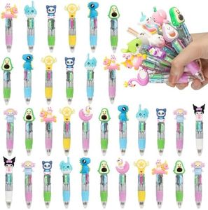Euakee 34 Stylo Kawaii Cute, Stylo 4 Couleur, Animaux Stylos Multicolores, Cadeaux Anniversaire Enfants Invites pour Garçons Filles, Pochette Surprise Enfant (Multicolore)