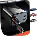 LISEN Retractable Car Charger 4 in 1 [69W USB C Car Charger Adapter] for iPhone 16 Car Charger Fast Charging, Gifts for Women Men, Car Accessories USBC Car Charger for iPhone 16 15 14 13 12, Black