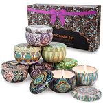 8 pcs Scented Candles Gift Set with Iron Can, Soy Wax Portable Travel Candles Women Gift, Aromatherapy Candles for Yoga, Relaxation, Stress Relief, Air Refresh, Birthday, Anniversary