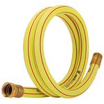 Homes Garden 3/4 in. x 5 ft. Short Garden Hose Yellow Lead-Hose Male/Female High Water Pressure with Solid Brass Fittings for Water Softener, Dehumidifier, Vehicle Water Filter 5 Years Warranty