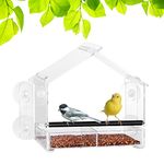 U-B Window Bird Feeder with Strong Suction Cups Acrylic Window Birdfeeder House with Removable Seed Tray with Drainage Holes Window for Small Birds(232 window bird feeder)