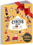 Cupkin Circus Show Sticker Book Activity for Kids, Side by Side Sticker Book, Toddler Travel Essentials, 300+ Circus Themed Kids Stickers + 8 Sticker Scenes and Coloring Pages, Small Sticker Book