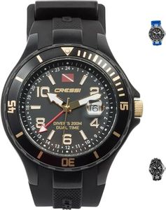 Cressi Traveller Dual Time Orologio Professionale Subacqueo 200m/20ATM, Unisex, Nero/Oro/Nero