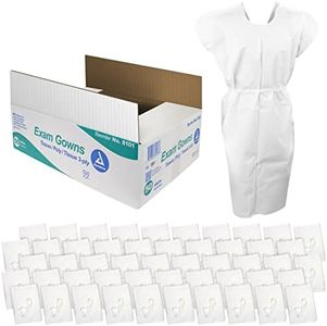 Dynarex Universal Exam Gown, White, Latex Free, 50 Count