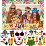 HOWAF Luau Tropical Party Supplies Photo Booth Props, Hawaiian Themed Pool Party Selfie Props Kit, Summer Beach Photo Frame Photo Props for Beach Party Decorations Favors (Assembly Needed), 12pcs