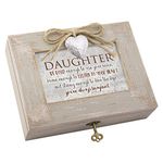 Daughter Live Life Imagined Distressed Wood Locket Jewelry Music Box Plays Tune You Light Up My Life by Cottage Garden