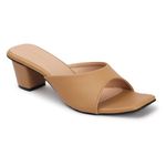 Smart & Sleek Heel Sandal Stylish Comfortable AB75. (beige, 7)