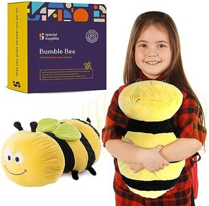 Special Supplies Bumble Bee Sensory Vibrating Pillow, Pressure Activated for Kids and Adults, Plush Minky Soft with Textured Therapy Stimulation Bumps