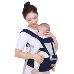 BAYBEE 6 In 1 Multipurpose Baby Carrier for New Born Kid | Sling Kangaroo Bag with 6 Carry Positions & Cushioned Seat | Adjustable Carrier with Hip Seat | Carry Bags for 0 to 2 years Boys Girls (Blue)